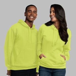 Fruit of the Loom Fleece Pullover Hoodie Sweatshirt Safety Green Neon Yellow 3XL